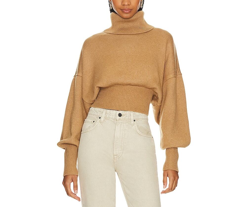 Grlfrnd Ribbed Camel Jovany Sweater Size S